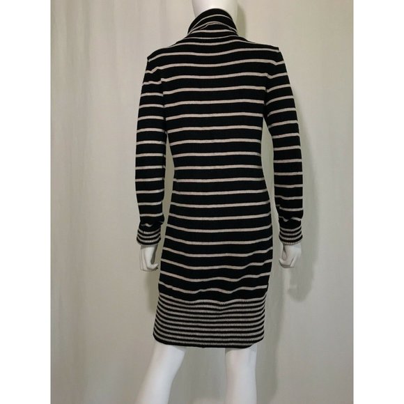 Manoukian Women's Casual Dress Black Tan Striped Long Sleeve Knee Length Size M - Picture 5 of 11